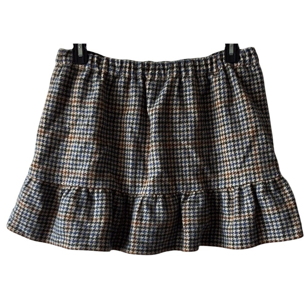 NWOT J.Crew Plus 14 Houndstooth Ruffle Skirt 100% Wool W/Pockets Preppy Coastal - Picture 4 of 8